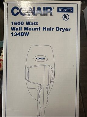 1600W Wall Mount Hair Dryer - Black night light LED new